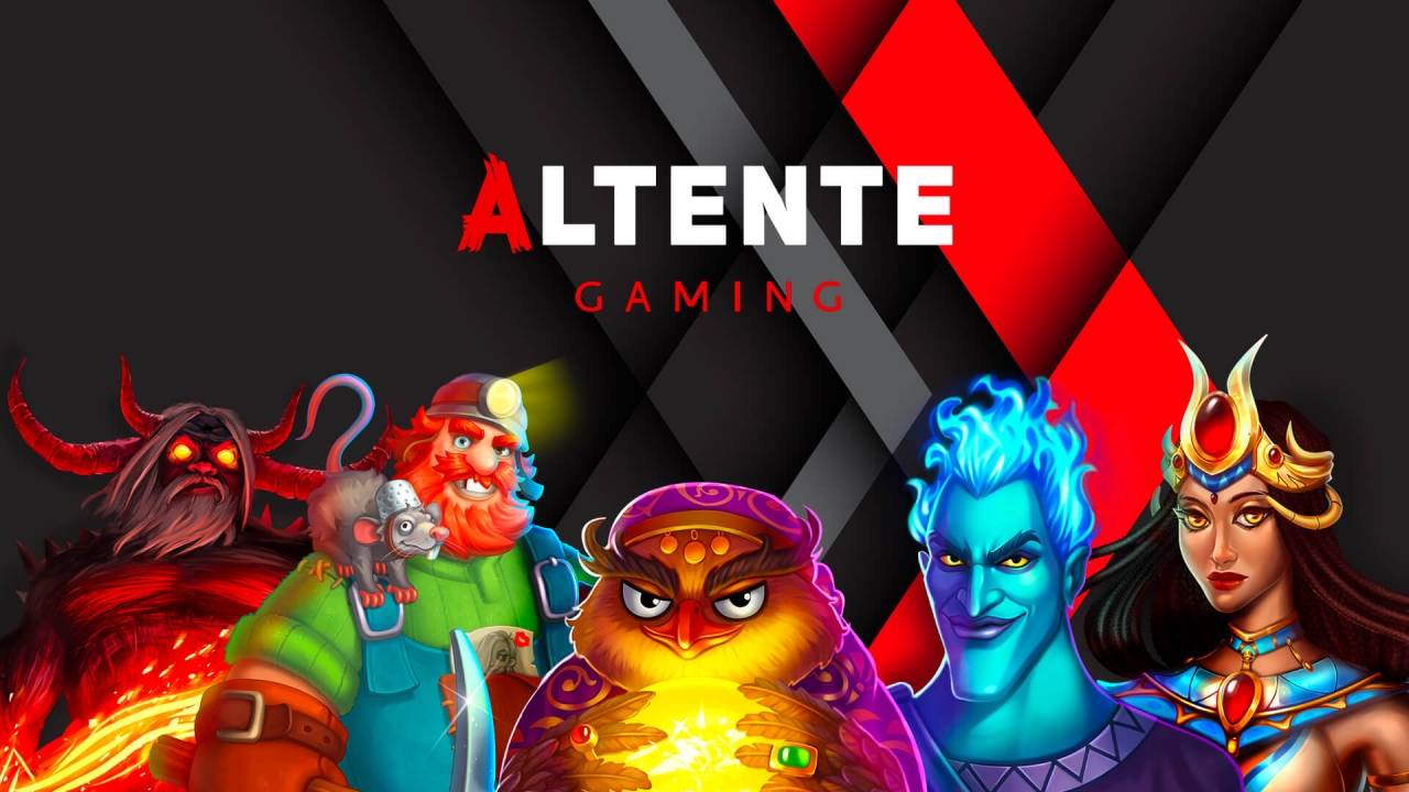 Altente — Slots e Crash mobile-first | Timeless Tech Game Aggregator | iGaming Banner da Altente com personagens de jogos como Rise of Dragons e Mystery of EvenBet — jackpots personalizáveis e ferramentas de bônus para iGaming