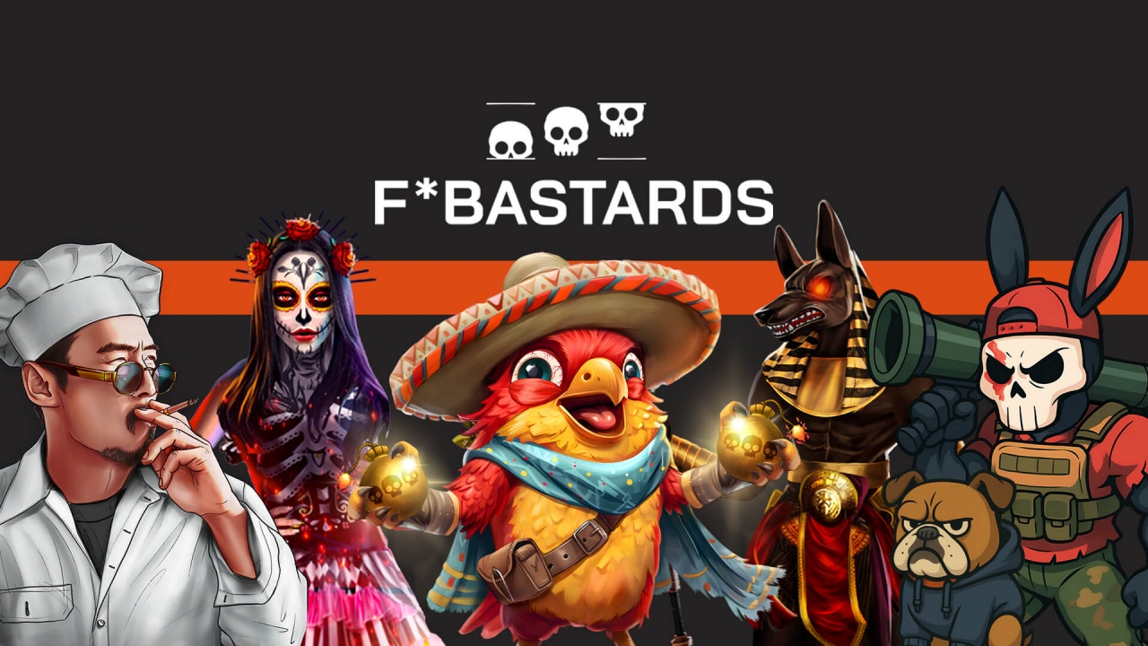 Promotional banner for F*Bastards in the Timeless Tech Game Aggregator provider library