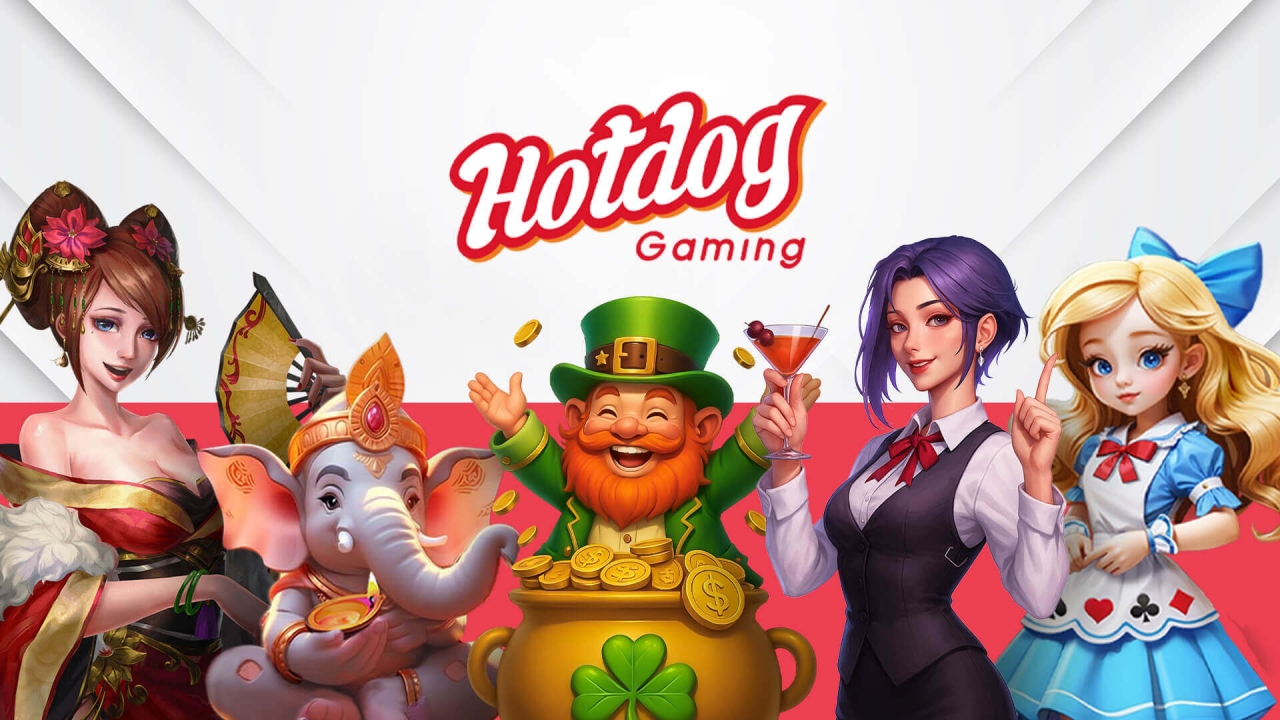 Visuais de jogos slot da Hot Dog Gaming com design colorido e temas divertidos