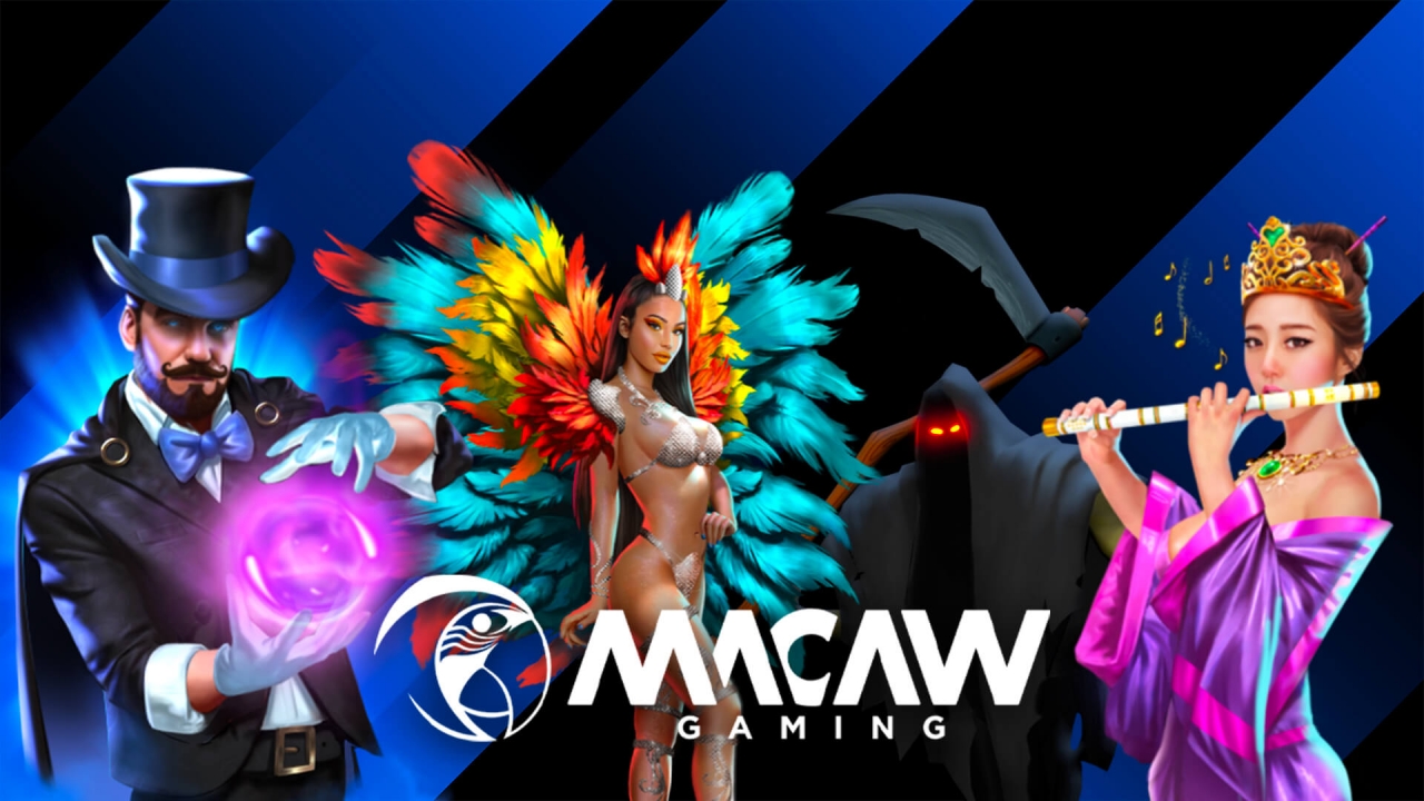 Imagem destacando os jogos da Macaw Gaming, incluindo slots e jogos instantâneos inovadores.