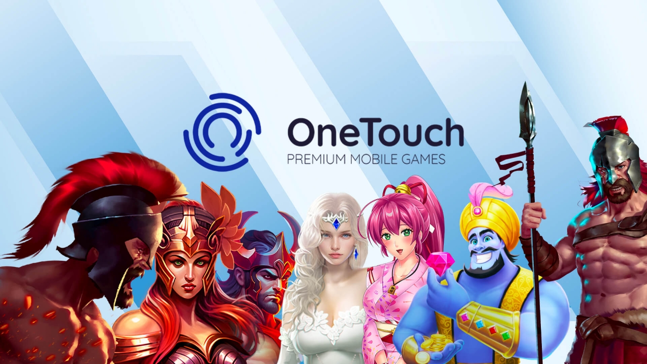 Banner da OneTouch destacando seu portfólio mobile-first de jogos de cassino, como slots e mesas ao vivo.