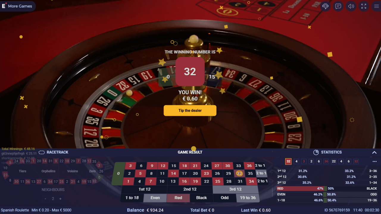 Ezugi Revolution Roulette - Immersive Live Gaming Interface The sleek interface of Ezugi Revolution Roulette showcasing its modern design for live online casino players.