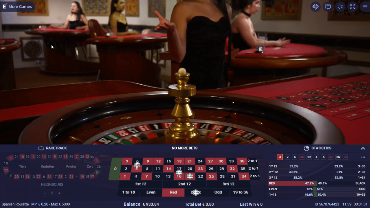 Ezugi Revolution Roulette - Real-Time Gameplay View Ezugi Revolution Roulette in action with live dealers and dynamic gameplay options.