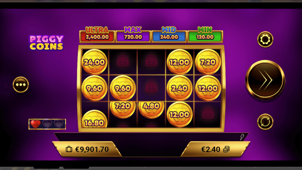 Ativação do Pin Win Bonus em Piggy Coins O início do recurso Pin Win Bonus em Piggy Coins, acionado pelo cofrinho rosa.