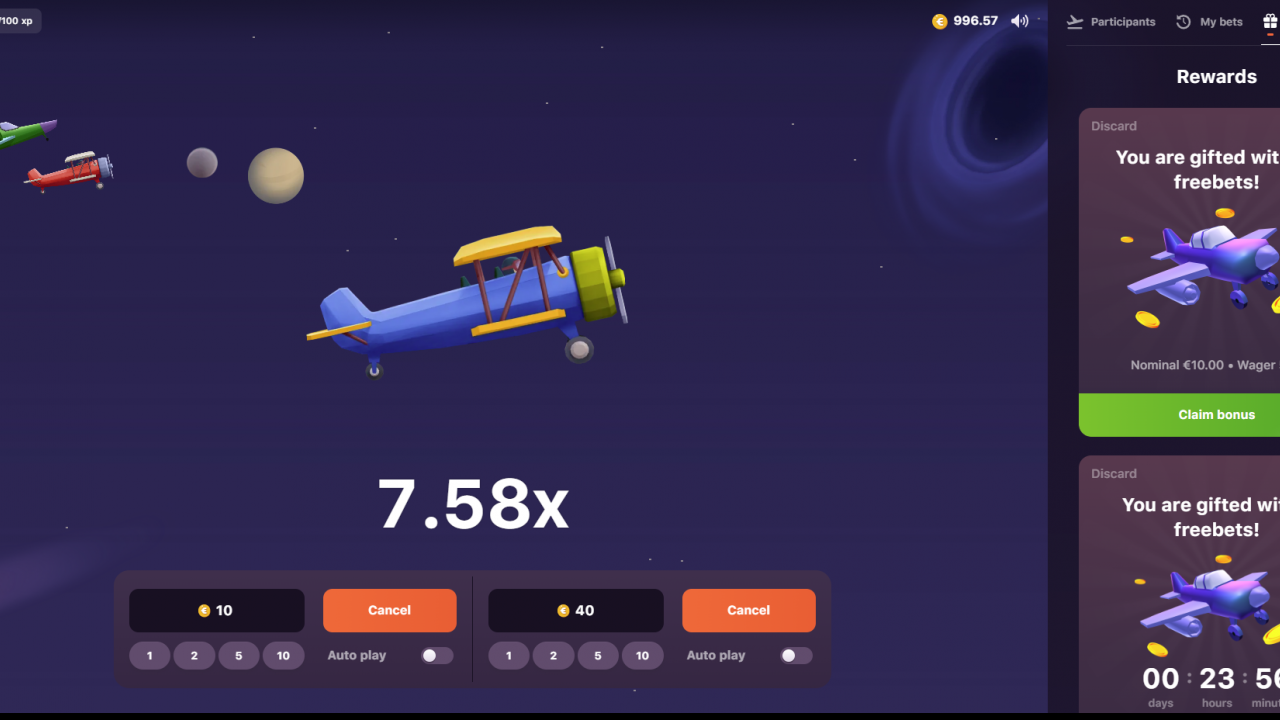 Screenshot displaying rewards earned in the Aviatrix game.