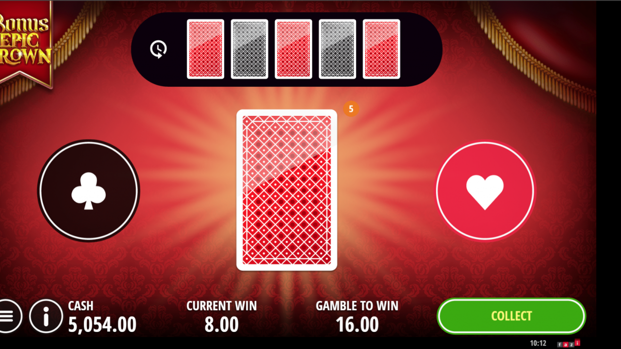 Bonus Epic Crown Slot - Double Up Gamble Feature Double Up feature in Bonus Epic Crown slot, allowing players to gamble their win for a chance to double it.