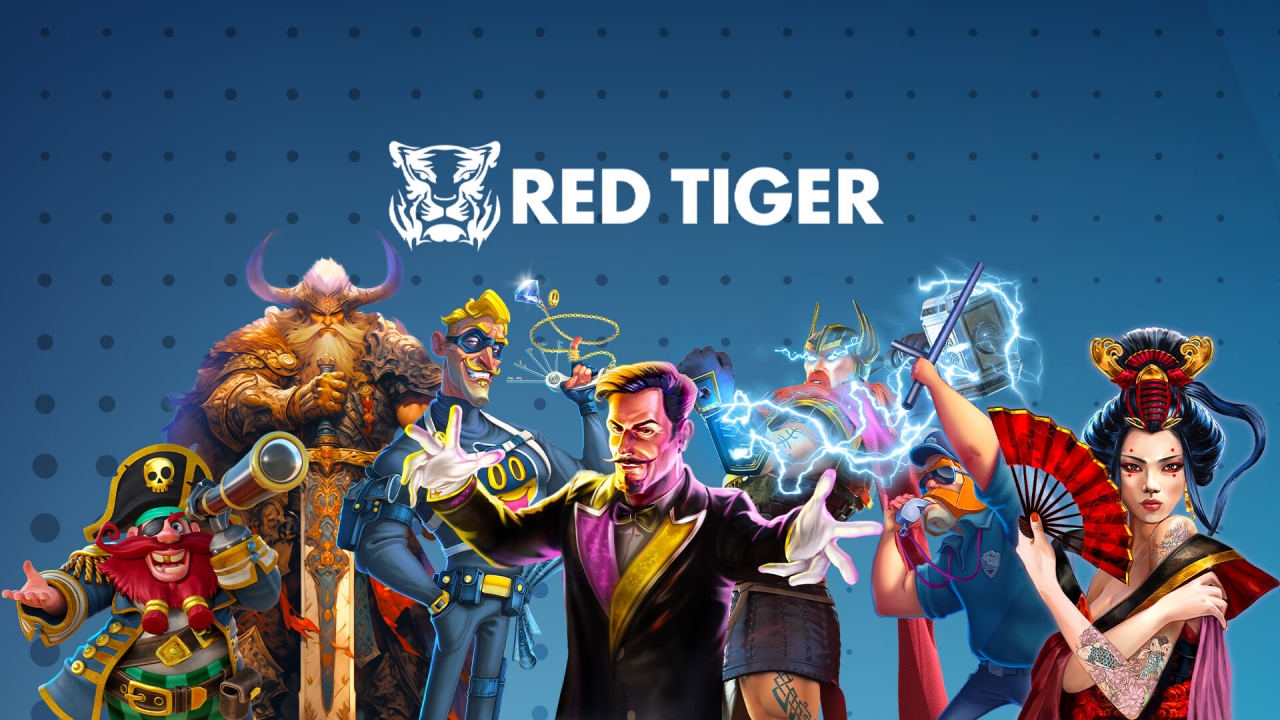 Red Tiger banner showcasing a diverse portfolio of engaging video slots and table games available through the Timeless Tech platform