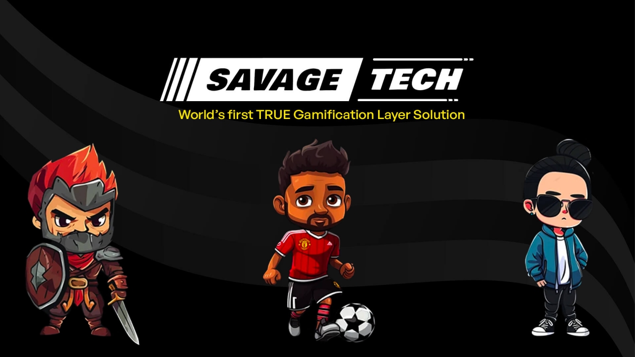 SavageTech banner with avatars, quests, lootboxes UI — lightweight iFrame retention engine for iGaming operators