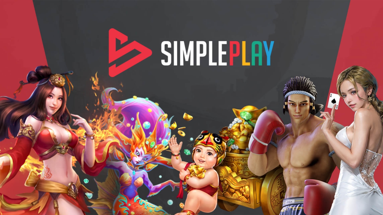 Banner de Slots e Jogos de Pesca da SimplePlay – Inovação em Cassino Online colagem visual de títulos de slots da SimplePlay e arte de jogo de pesca para jogadores online