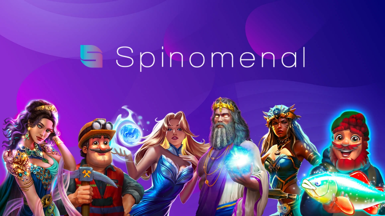 Spinomenal - Slots, Jogos de Mesa e Funcionalidades Inovadoras de iGaming Banner da Spinomenal, oferecendo mais de 300 jogos com recursos inovadores como wilds expansivos, multiplicadores e mini-jogos interativos.