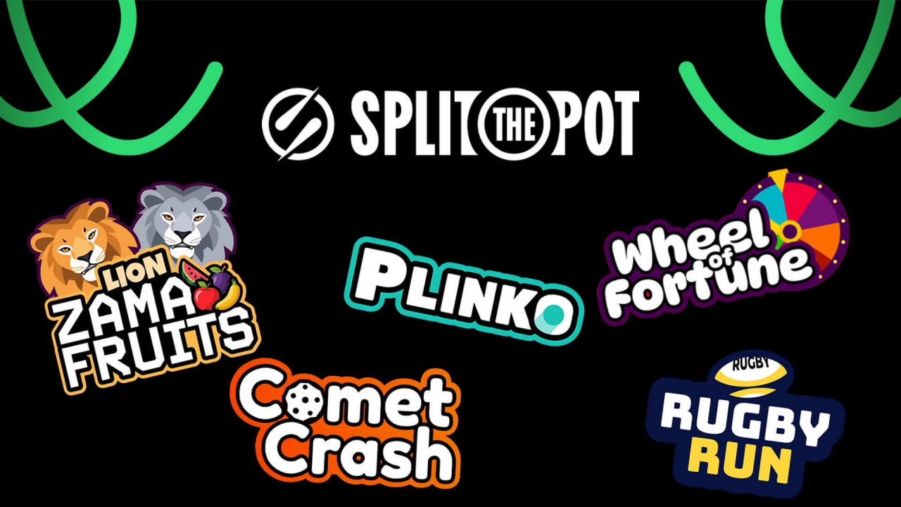 Visuais de jogos da Split the Pot com mecânicas crash e instant win