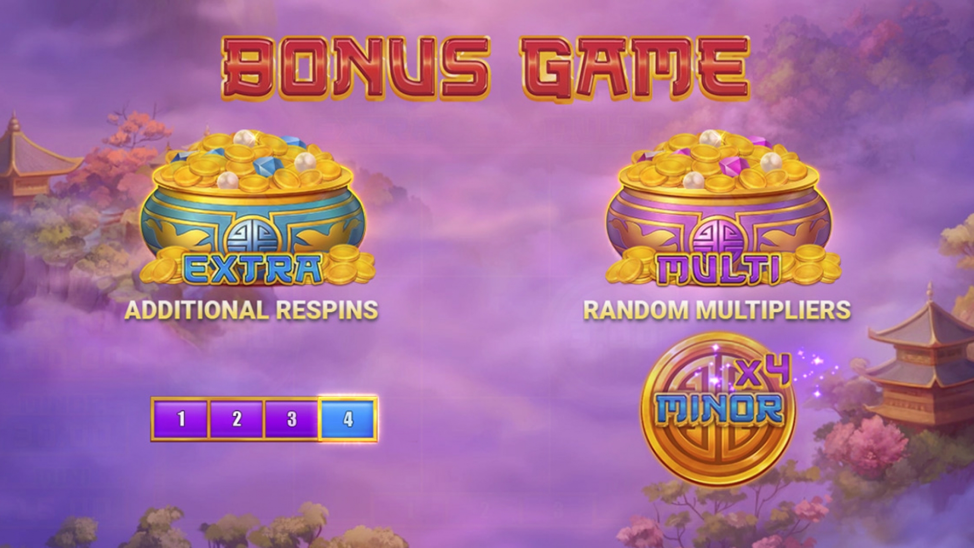 Beginning of the Hold & Win bonus feature in the 3 China Pots slot game