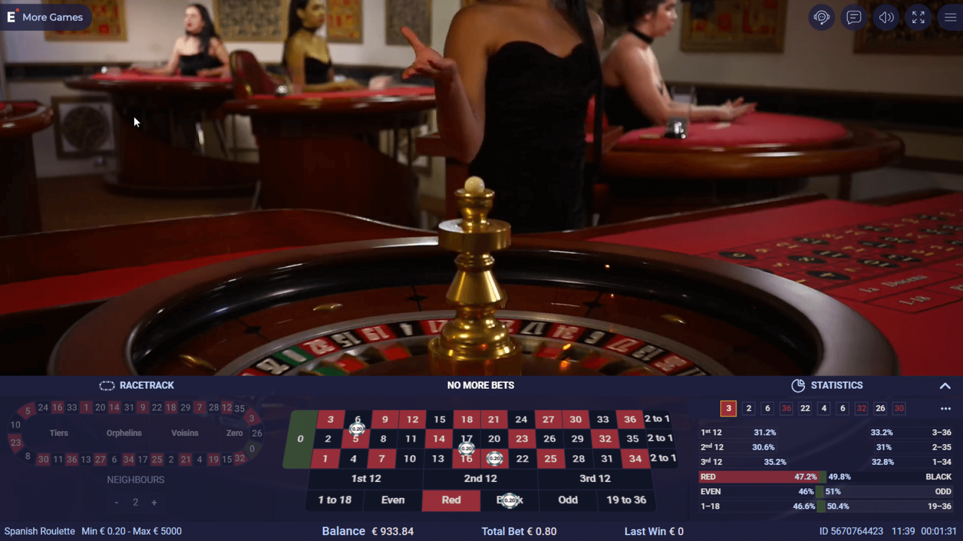 Ezugi Revolution Roulette - Real-Time Gameplay View Ezugi Revolution Roulette in action with live dealers and dynamic gameplay options.