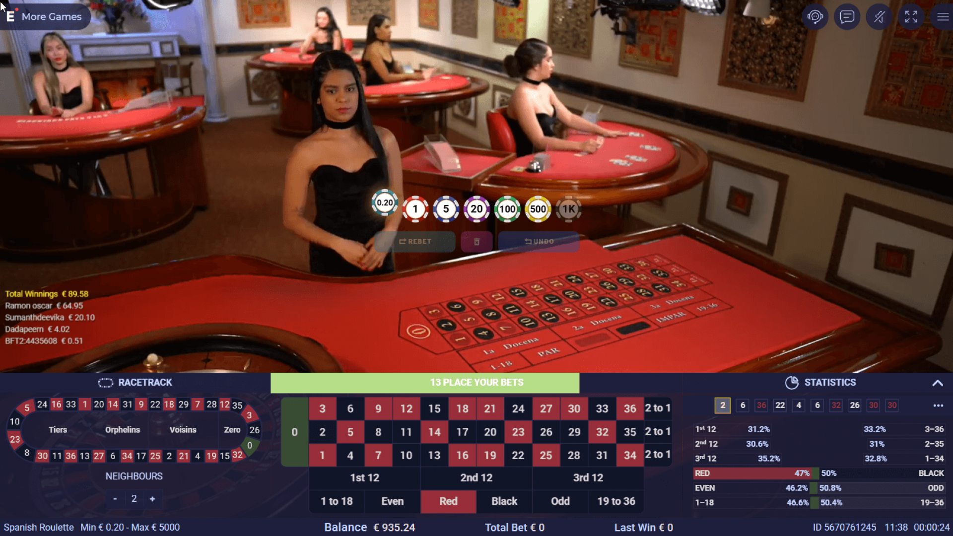Ezugi Revolution Roulette - Mobile-Friendly Design Ezugi Revolution Roulette optimized for seamless gameplay on mobile devices.