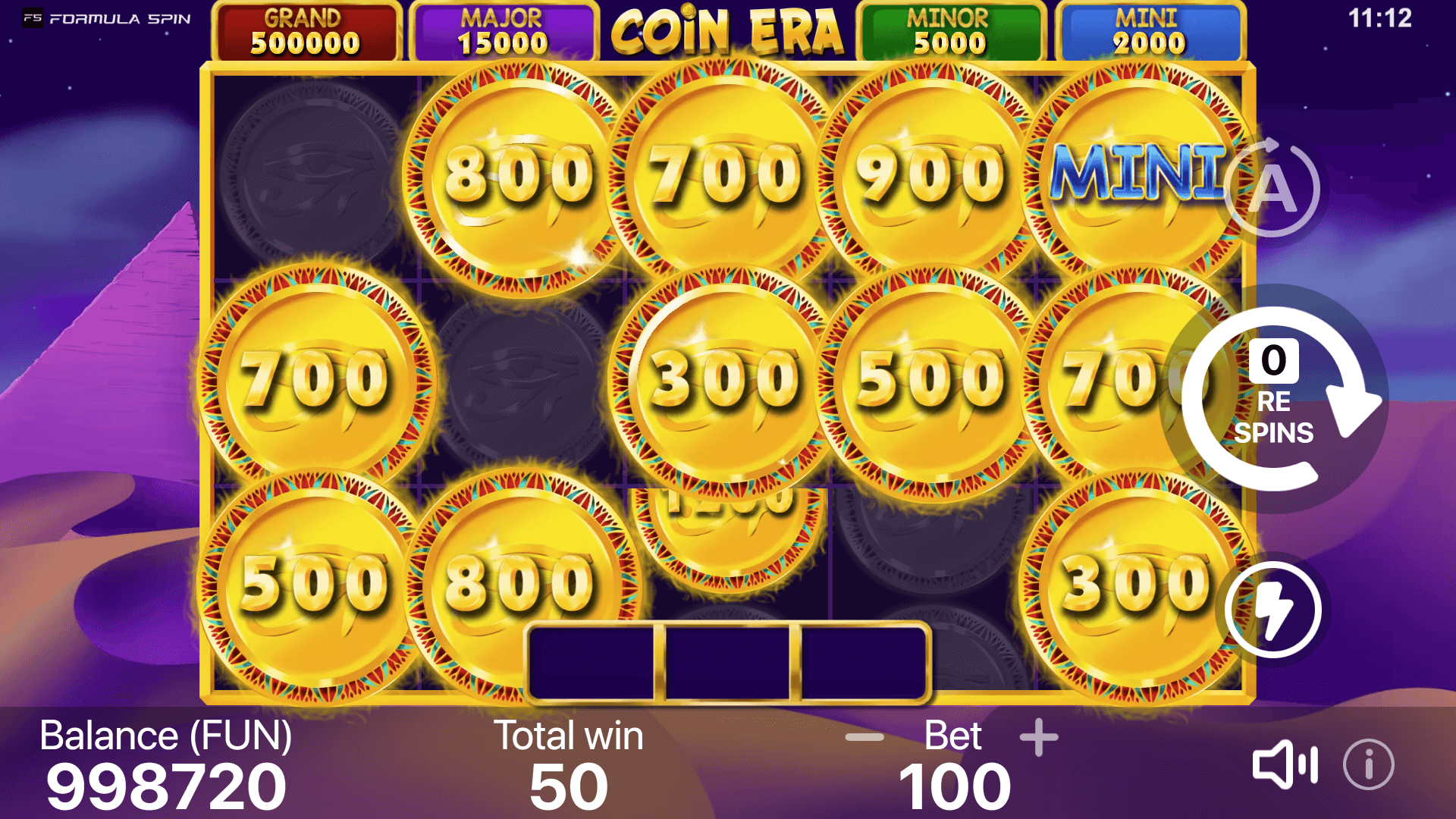 Coin Era Bonus Game – Exciting Features of Formula Spin Slot A screenshot displaying the bonus game in Coin Era: Hold to Win, with unique features offering chances for increased winnings.