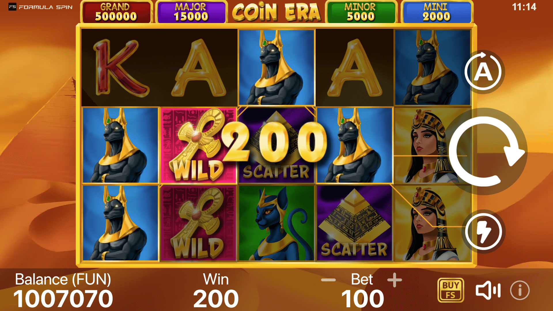 Coin Era Base Game Win – Formula Spin Slot Payout A screenshot showing a winning combination in the base game of Coin Era: Hold to Win, with a payout on the Formula Spin slot.