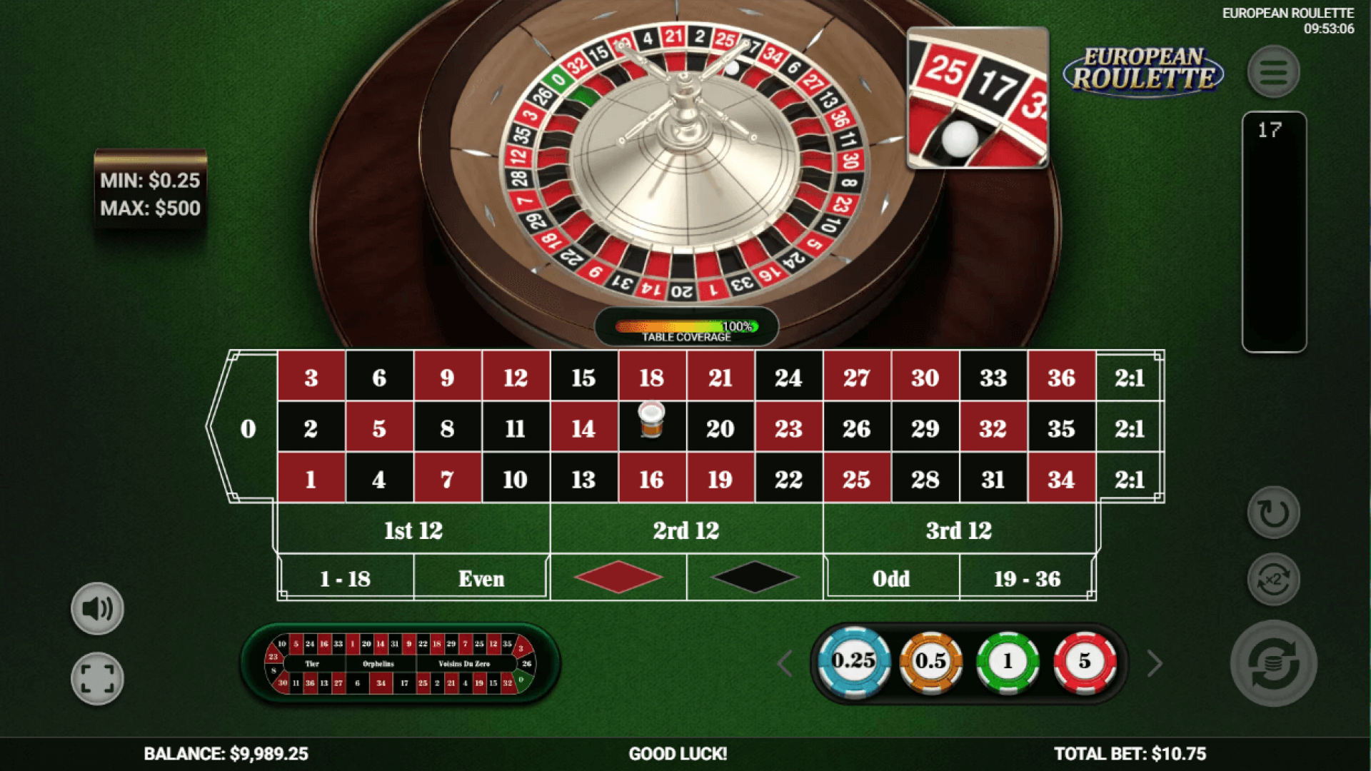 Platipus European Roulette – Interfaz Estratégica de Apuestas La interfaz intuitiva de European Roulette de Platipus diseñada para apuestas estratégicas y una jugabilidad fluida.