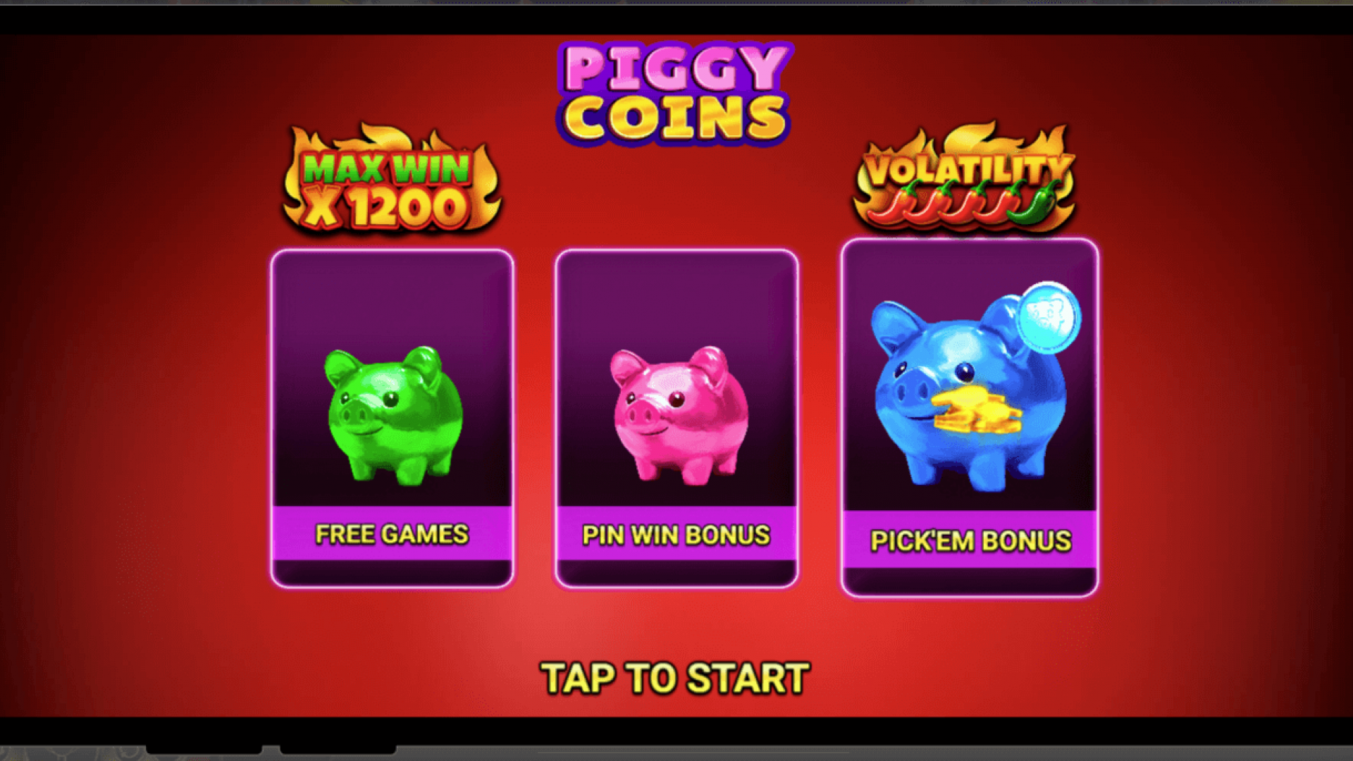 Explore the Base Game of Piggy Coins – Amigo Gaming Screenshot showcasing the vibrant start of the Piggy Coins base