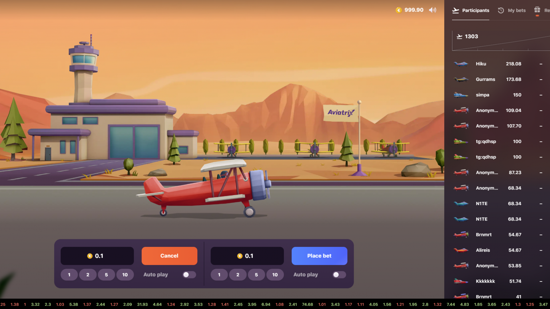 Aviatrix Base Plane - Base Game Start Screenshot of the Aviatrix game showing the base plane at the start of the base game