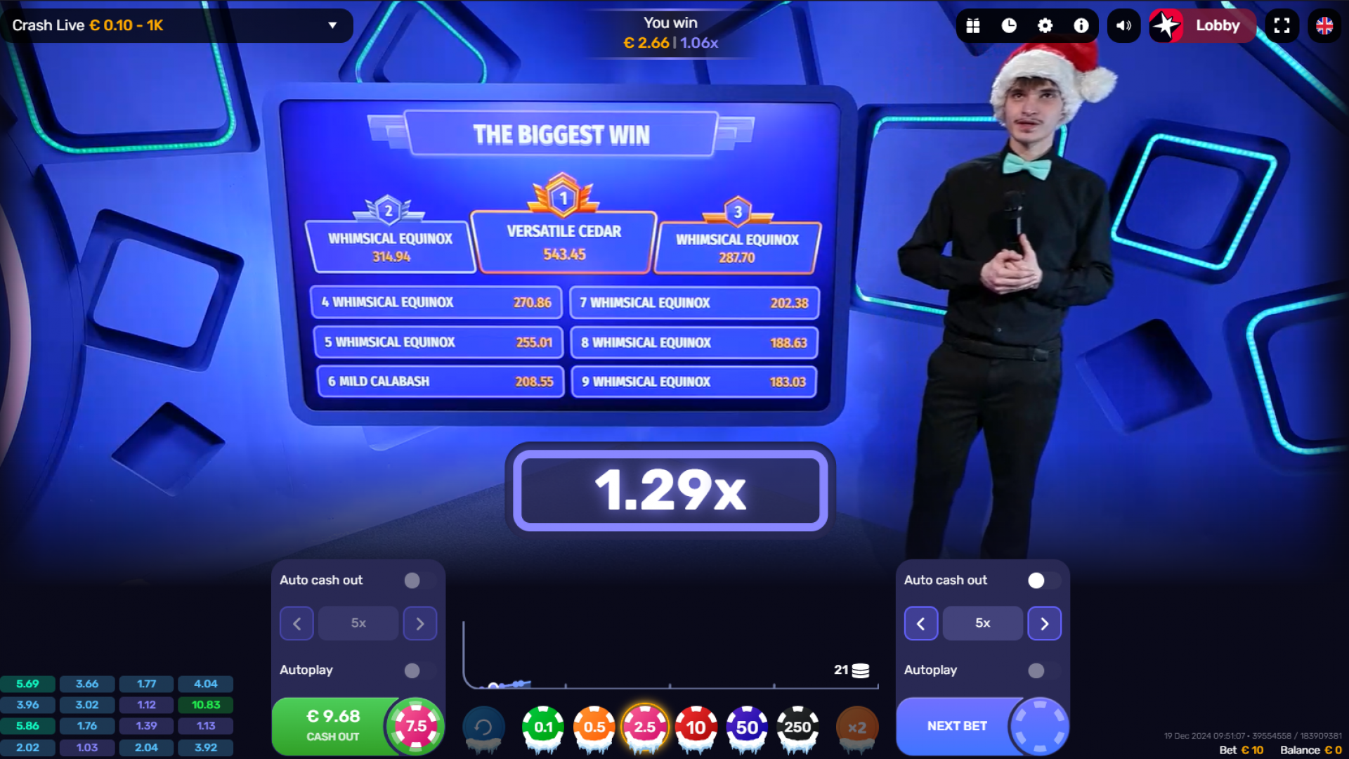 Detailed view of active bets during gameplay in Crash Live, highlighting the real-time multiplayer betting dynamics.