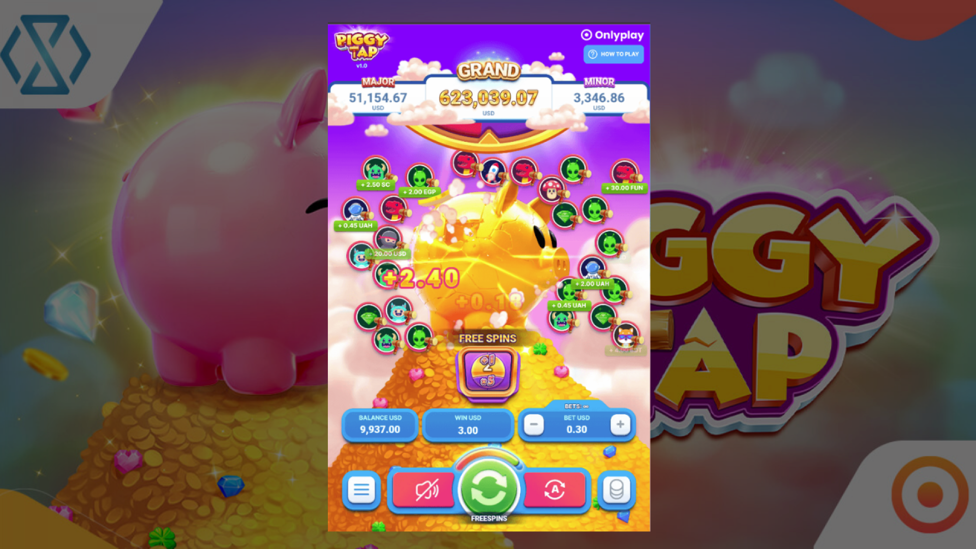Piggy Tap Free Games and Wheel Combined A thrilling combination of the Free Games and Wheel features in Piggy Tap.