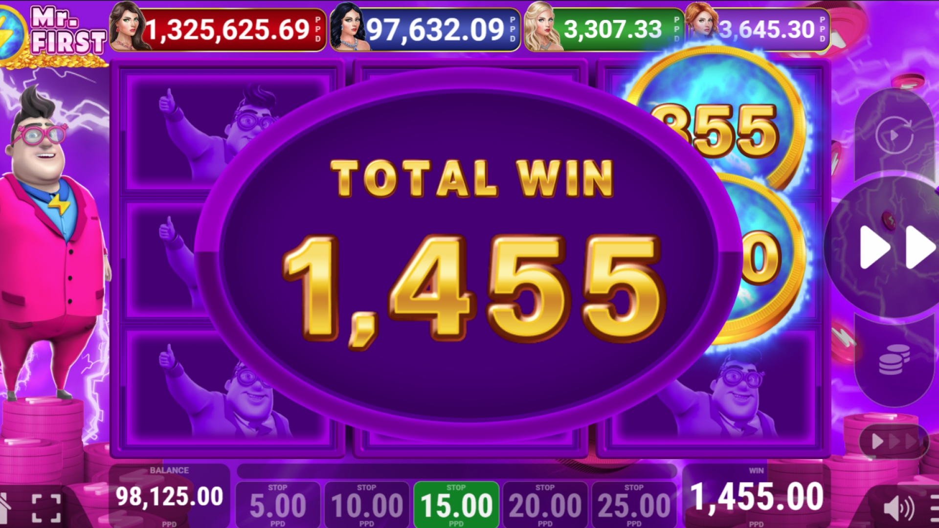Winning in Mr. First Slot Bonus Game Image capturing a win during the bonus game of Mr. First slot.