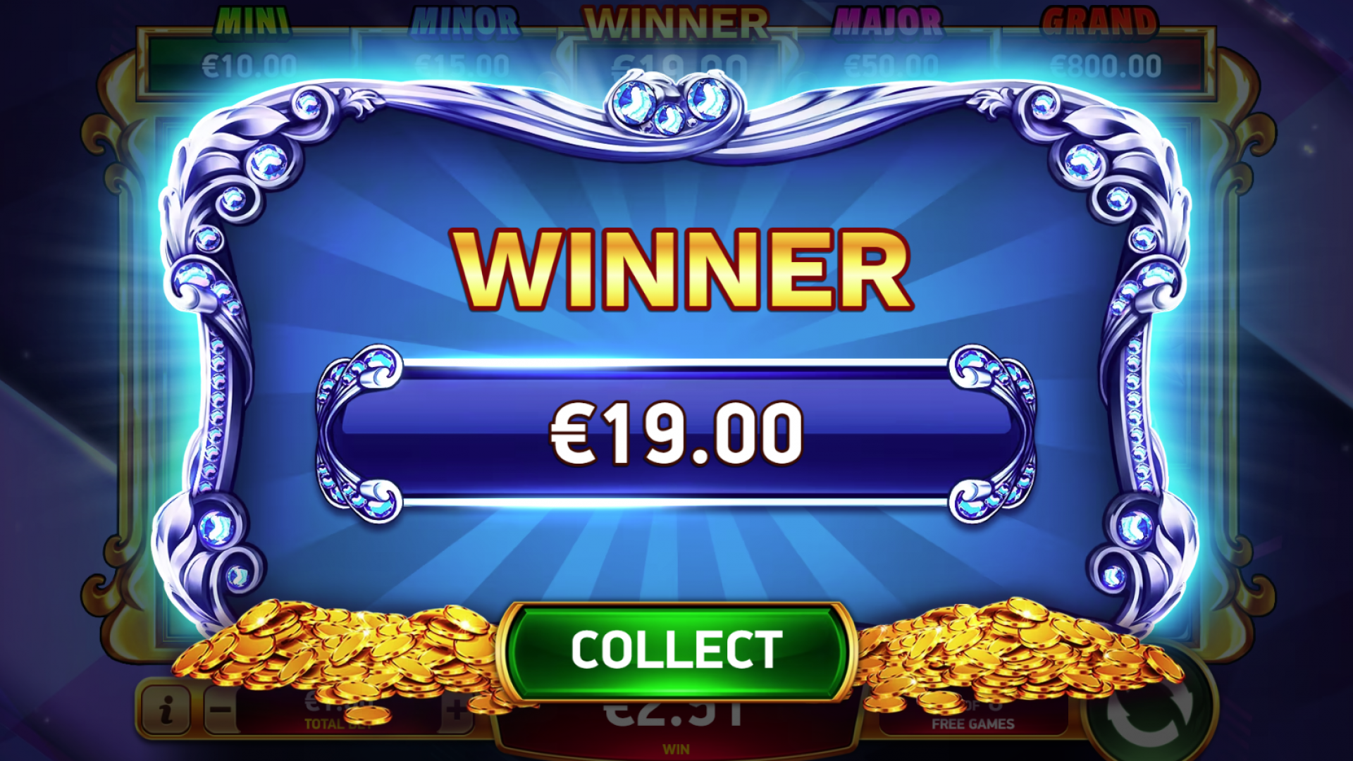 Diamond Explosion 7s Explosive Free Games Win Winning screen during the Explosive Free Games feature in Diamond Explosion 7s, showcasing a big win.