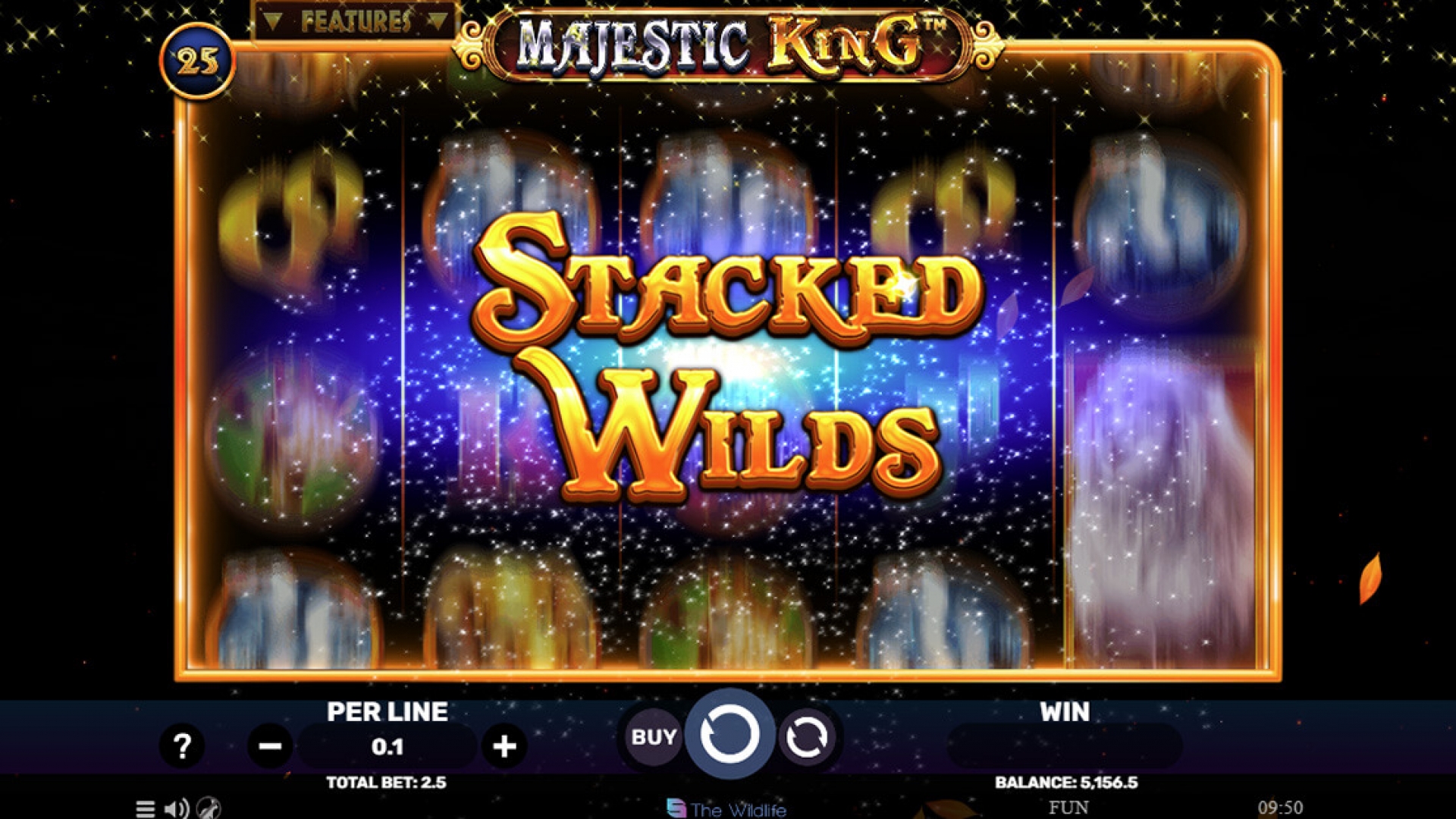 Majestic King Slot - Stacked Wilds for High Payouts Stacked wilds on the reels of Majestic King by Spinomenal, offering higher win potential in this iGaming slot.