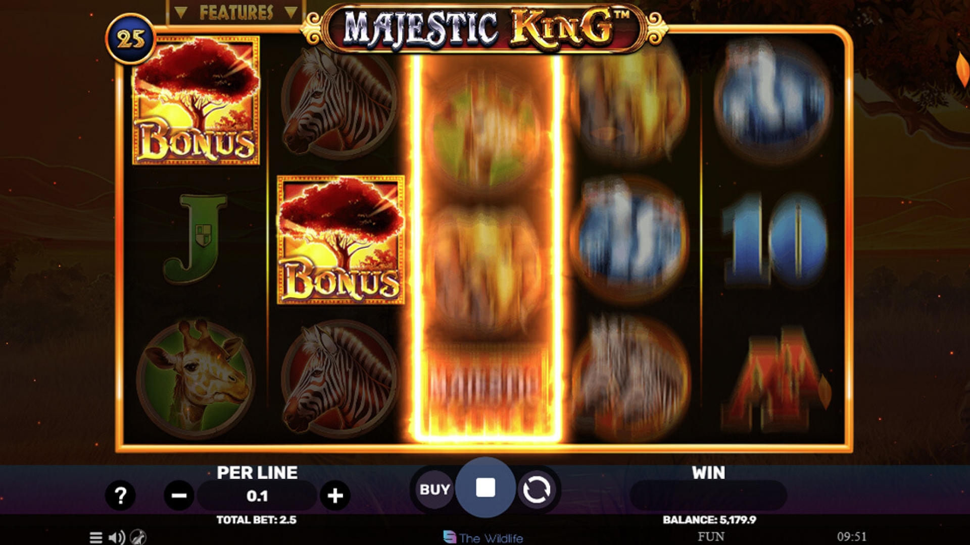 Majestic King Bonus Game - The Thrill Begins Exciting moment at the start of the bonus game in Majestic King slot by Spinomenal, with players aiming for high multipliers.