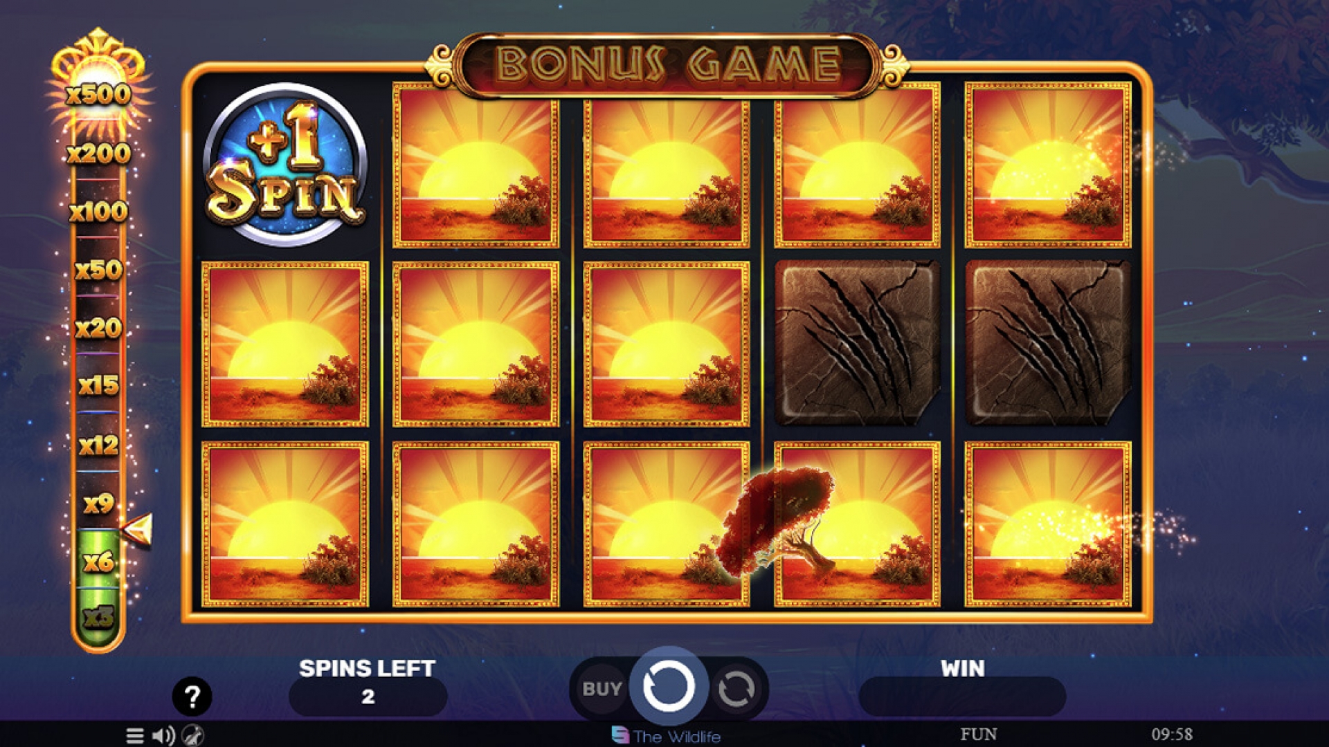 Majestic King Slot Bonus Game - Stacked Wilds and Bonus Symbols Second bonus game screen in Majestic King slot, featuring bonus symbols and stacked wilds for increased win opportunities.