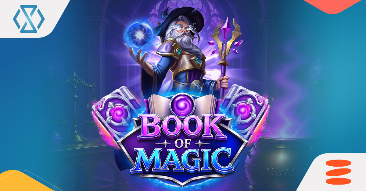 Zillion Games’ Book of Magic slot featuring a wizard holding a glowing magical orb above the Book of Magic logo.