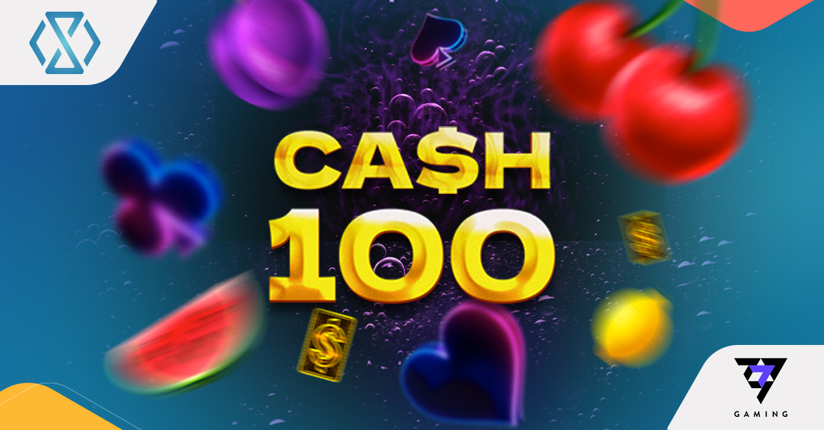 Cash 100 Slot Game by 7777 gaming - A Modern Twist on Classic Fruits Screenshot of the Cash 100 slot game by 7777 gaming, showcasing vibrant neon lights, classic fruit symbols, and a sleek 5x4 reel layout